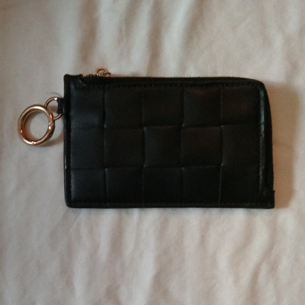 a new day Black Quilted Pouch with Gold Zipper